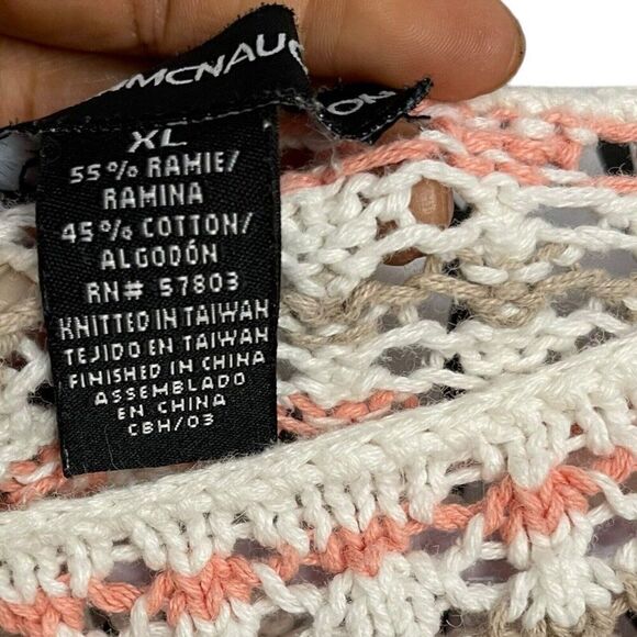 Norton McNaughton Open Crochet Knit Sweater Women's XL Multicolor Cropped Boho - Picture 8 of 9